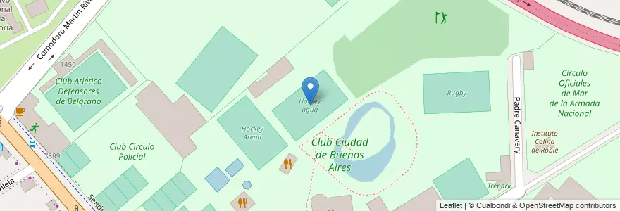 Mapa de ubicacion de Hockey agua, Nuñez en アルゼンチン, Ciudad Autónoma De Buenos Aires, ブエノスアイレス, Comuna 13.