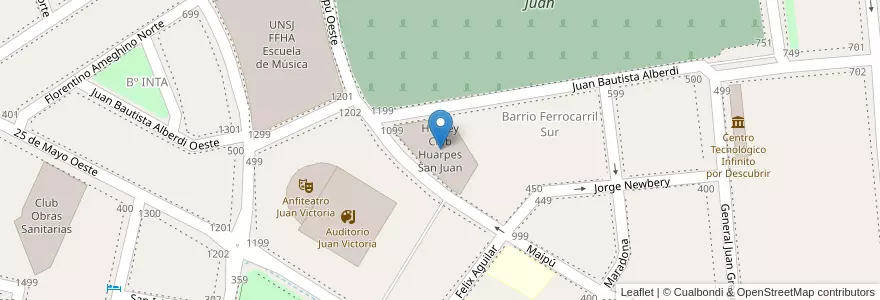 Mapa de ubicacion de Hockey Club Huarpes San Juan en Argentinië, San Juan, Chili, Capital.