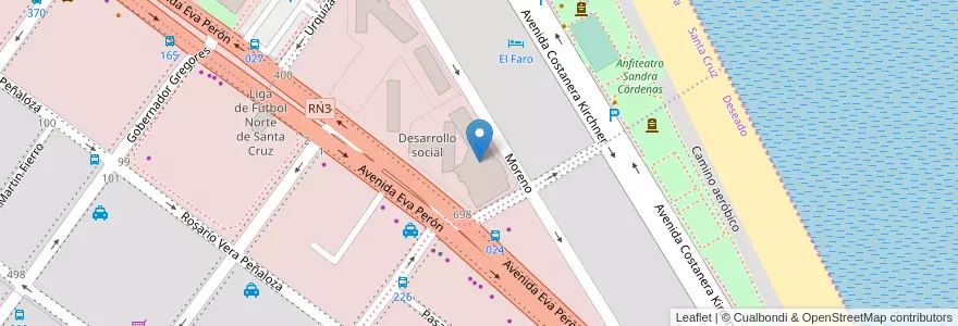 Mapa de ubicacion de Hogar de Ancianos en アルゼンチン, サンタクルス州, チリ, Mercado De La Ciudad, Deseado, Caleta Olivia.