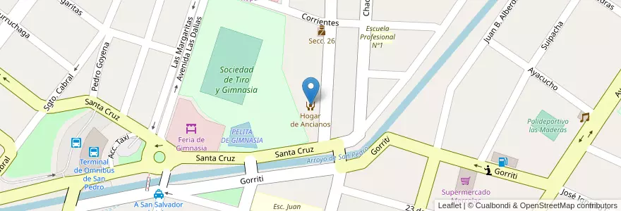 Mapa de ubicacion de Hogar de Ancianos en Arjantin, Jujuy, Departamento San Pedro, Municipio De San Pedro De Jujuy.