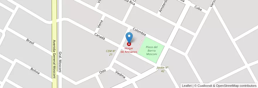 Mapa de ubicacion de Hogar de Ancianos en アルゼンチン, チリ, リオネグロ州, Catriel, Departamento General Roca.