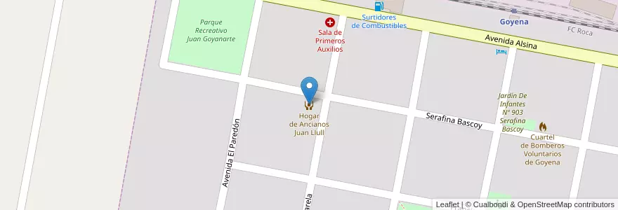 Mapa de ubicacion de Hogar de Ancianos Juan Llull en الأرجنتين, بوينس آيرس, Partido De Saavedra, Goyena.