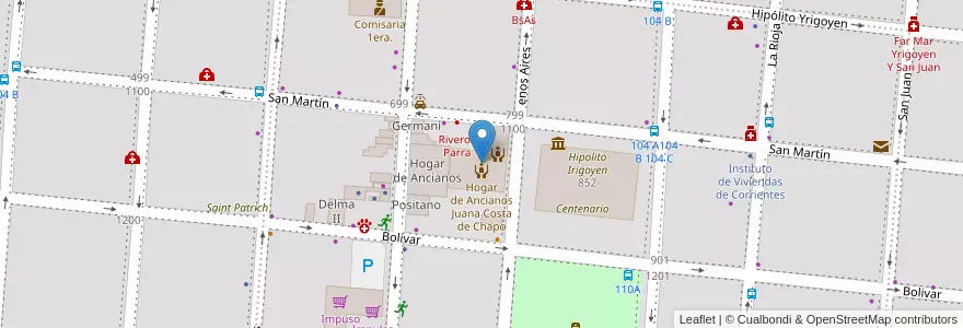 Mapa de ubicacion de Hogar de Ancianos Juana Costa de Chapo en Arjantin, Corrientes, Departamento Capital, Corrientes, Corrientes.
