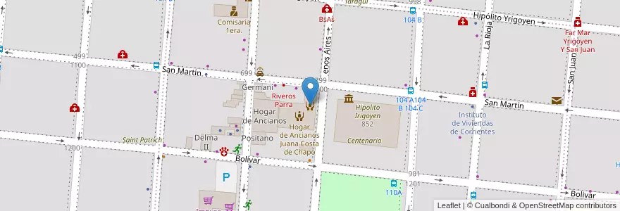 Mapa de ubicacion de Hogar de Ancianos Juana Costa de Chapo en 아르헨티나, Corrientes, Departamento Capital, Corrientes, Corrientes.