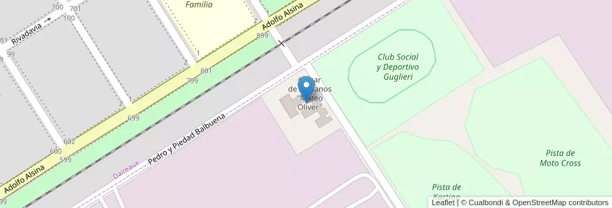 Mapa de ubicacion de Hogar de Ancianos "Mateo Oliver" en 阿根廷, 布宜诺斯艾利斯省, Partido De Daireaux.