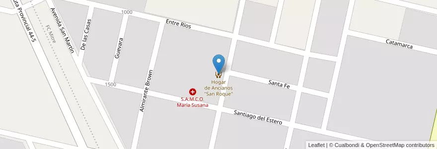 Mapa de ubicacion de Hogar de Ancianos "San Roque" en 아르헨티나, Santa Fe, Departamento San Martín, Municipio De María Susana.