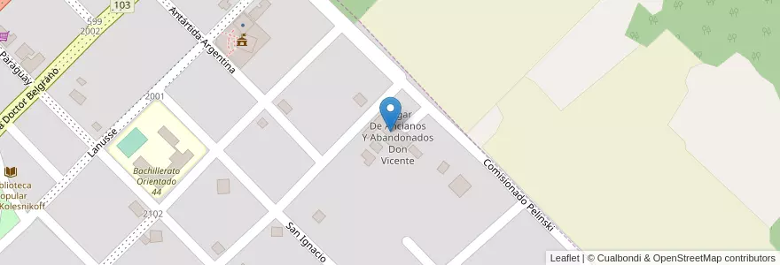 Mapa de ubicacion de Hogar De Ancianos Y Abandonados Don Vicente en アルゼンチン, ミシオネス州, Departamento San Ignacio, Municipio De Gobernador Roca, Gobernador Roca.