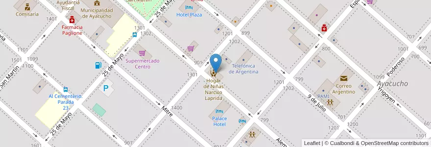 Mapa de ubicacion de Hogar de Niñas Narciso Laprida en Argentinien, Provinz Buenos Aires, Partido De Ayacucho, Ayacucho.