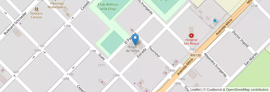 Mapa de ubicacion de Hogar de niños en 阿根廷, 恩特雷里奥斯省, Departamento Colón, Distrito Segundo, Villa Elisa, Villa Elisa.