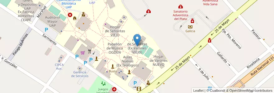 Mapa de ubicacion de Hogar de Señoritas (Ex Varones VIEJO) en 아르헨티나, 엔트레리오스주, Departamento Diamante, Libertador San Martín, Distrito Palmar.