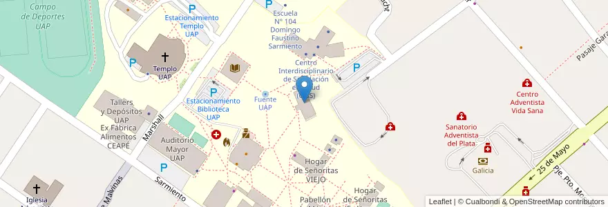 Mapa de ubicacion de Hogar de Señoritas Nuevo en アルゼンチン, エントレ・リオス州, Departamento Diamante, Libertador San Martín, Distrito Palmar.