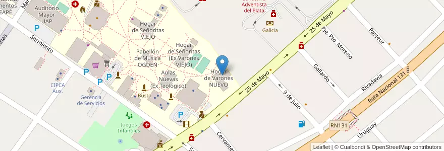 Mapa de ubicacion de Hogar de Varones NUEVO en الأرجنتين, إنتري ريوس, Departamento Diamante, Libertador San Martín, Distrito Palmar.