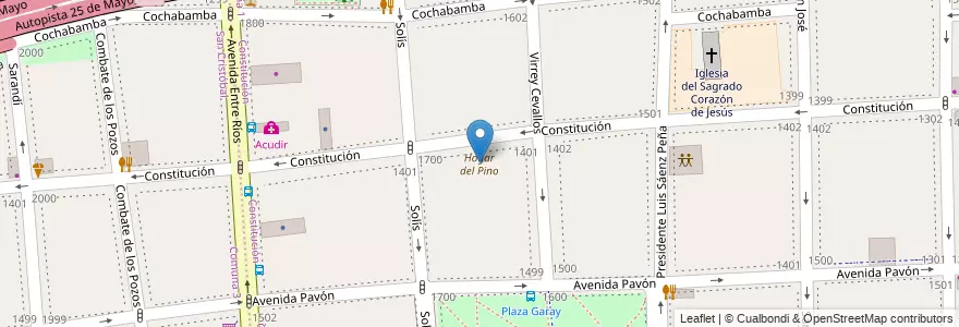 Mapa de ubicacion de Hogar del Pino, Constitucion en Argentinien, Ciudad Autónoma De Buenos Aires, Comuna 1, Buenos Aires.