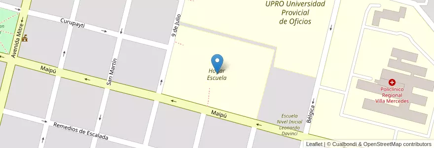 Mapa de ubicacion de Hogar Escuela en الأرجنتين, San Luis, General Pedernera, Villa Mercedes, Municipio De Villa Mercedes.
