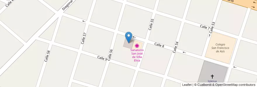 Mapa de ubicacion de Hogar San Patricio, Villa Elisa en Arjantin, Buenos Aires, Partido De La Plata, Villa Elisa.