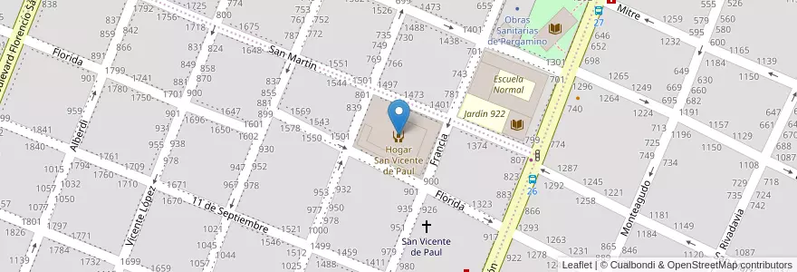 Mapa de ubicacion de Hogar San Vicente de Paul en 阿根廷, 布宜诺斯艾利斯省, Partido De Pergamino.