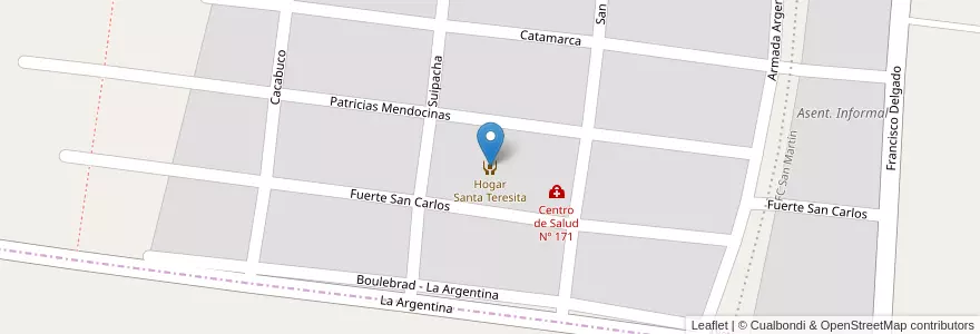 Mapa de ubicacion de Hogar Santa Teresita en Аргентина, Чили, Мендоса, Departamento Tunuyán, Distrito Ciudad De Tunuyán.