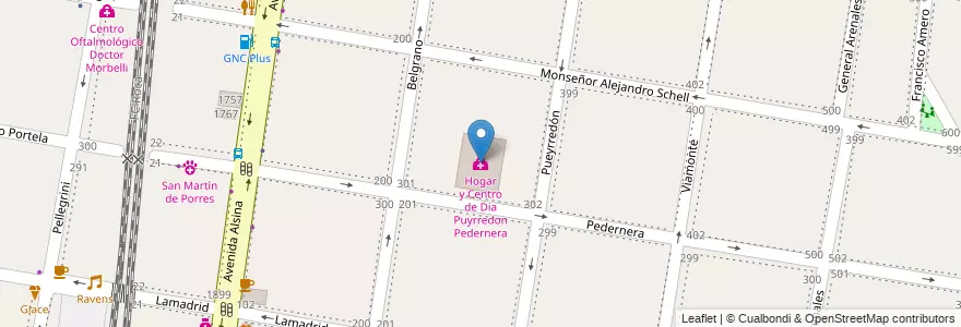 Mapa de ubicacion de Hogar y Centro de Dia Puyrredon Pedernera en Argentina, Buenos Aires, Partido De Lomas De Zamora, Lomas De Zamora.