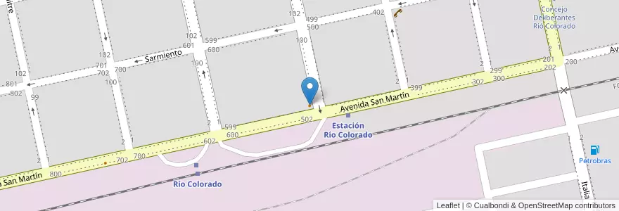 Mapa de ubicacion de Hola que tal en アルゼンチン, リオネグロ州, Departamento Pichi Mahuida, Río Colorado.
