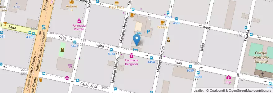 Mapa de ubicacion de Holiday Inn Express en Argentinië, Santa Fe, Departamento Rosario, Municipio De Rosario, Rosario.