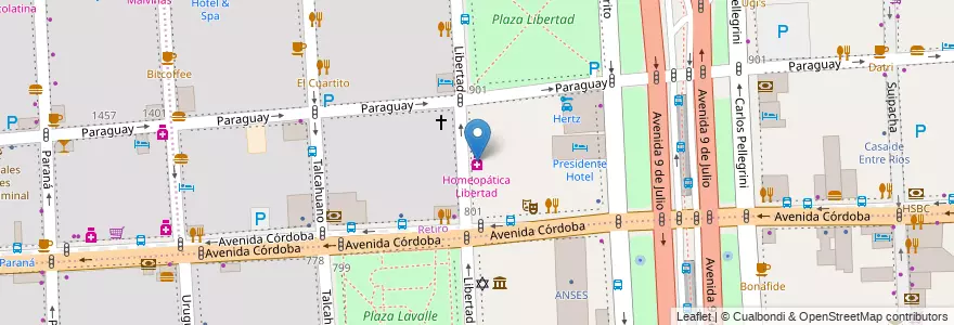 Mapa de ubicacion de Homeopática Libertad, Retiro en Argentinien, Ciudad Autónoma De Buenos Aires, Comuna 1, Buenos Aires.