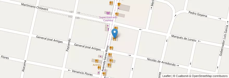 Mapa de ubicacion de Homero American Grill & Bar en الأرجنتين, بوينس آيرس, Partido De Morón, Castelar.