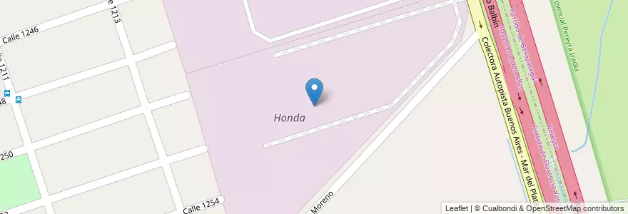 Mapa de ubicacion de Honda en Arjantin, Buenos Aires, Partido De Florencio Varela, Ingeniero Juan Allan.