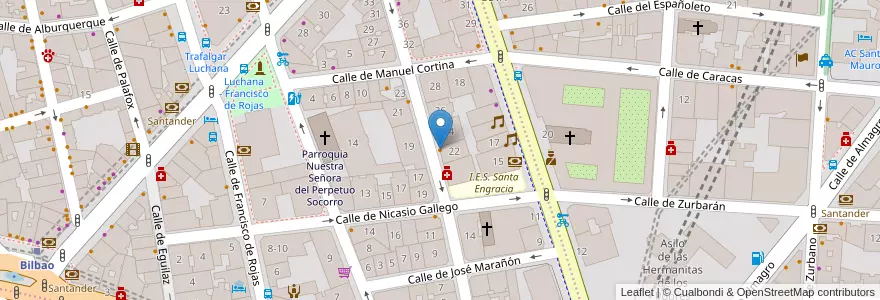 Mapa de ubicacion de Honky Tonk en إسبانيا, منطقة مدريد, منطقة مدريد, Área Metropolitana De Madrid Y Corredor Del Henares, مدريد.