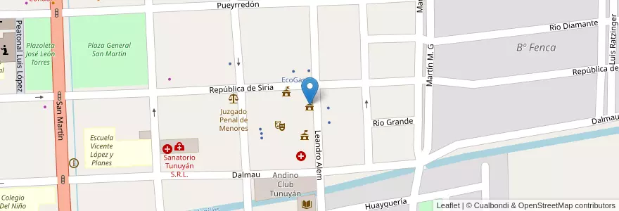 Mapa de ubicacion de Honorable Concejo Deliberante en Argentinien, Chile, Mendoza, Departamento Tunuyán, Distrito Ciudad De Tunuyán.