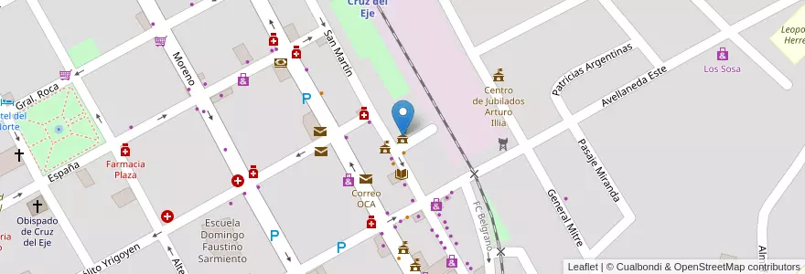 Mapa de ubicacion de Honorable Consejo Deliberante en 阿根廷, Córdoba, Departamento Cruz Del Eje, Municipio De Cruz Del Eje, Pedanía Cruz Del Eje, Cruz Del Eje.