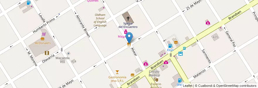 Mapa de ubicacion de Hops en 阿根廷, 布宜诺斯艾利斯省, Partido De Quilmes, Quilmes.