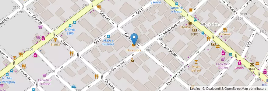 Mapa de ubicacion de Hora Libre, Palermo en アルゼンチン, Ciudad Autónoma De Buenos Aires, ブエノスアイレス, Comuna 14.
