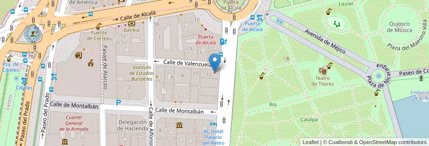 Mapa de ubicacion de Horcher en İspanya, Comunidad De Madrid, Comunidad De Madrid, Área Metropolitana De Madrid Y Corredor Del Henares, Madrid.
