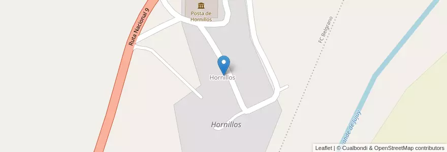 Mapa de ubicacion de Hornillos en 阿根廷, Jujuy, Departamento Tilcara, Municipio De Maimará.
