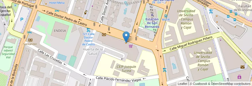 Mapa de ubicacion de Horno San Tomás en 스페인, Andalucía, Sevilla, 세비야.
