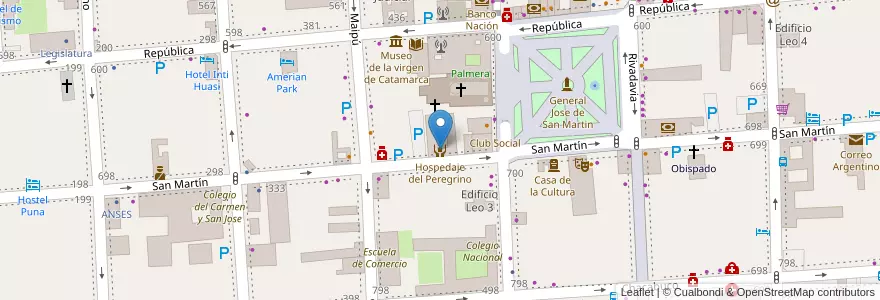 Mapa de ubicacion de Hospedaje del Peregrino en アルゼンチン, カタマルカ州, Departamento Capital, Municipio De San Fernando Del Valle De Catamarca, San Fernando Del Valle De Catamarca.