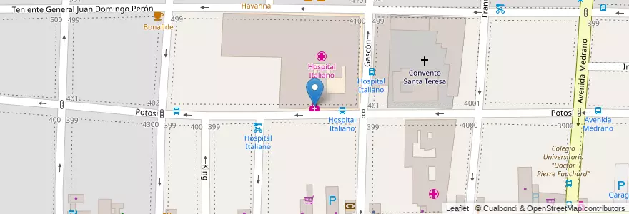 Mapa de ubicacion de Hospial Italiano Centro de la mujer, Almagro en Argentina, Ciudad Autónoma De Buenos Aires, Comuna 5, Buenos Aires.