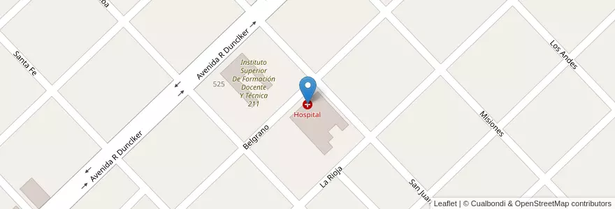 Mapa de ubicacion de Hospital en 阿根廷, 布宜诺斯艾利斯省, Partido De Leandro N. Alem.