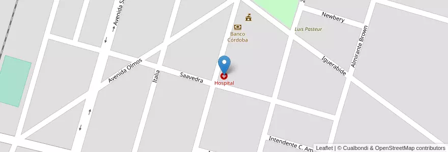 Mapa de ubicacion de Hospital en Аргентина, Кордова, Departamento Presidente Roque Sáenz Peña, Pedanía La Amarga, Municipio De Melo, Melo.