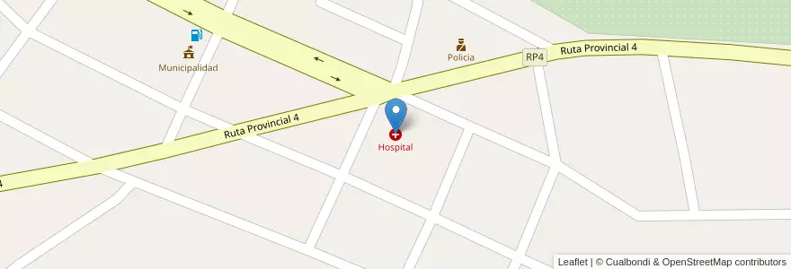 Mapa de ubicacion de Hospital en アルゼンチン, チュブ州, Departamento Telsen.