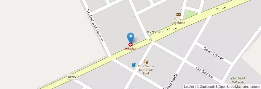 Mapa de ubicacion de Hospital en Argentina, Cile, Mendoza, Departamento San Carlos, Distrito La Consulta.
