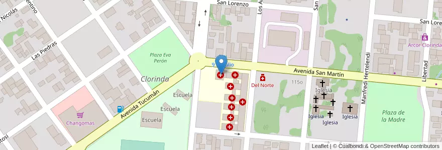 Mapa de ubicacion de Hospital en Argentina, Formosa, Departamento Pilcomayo, Municipio De Clorinda, Clorinda.