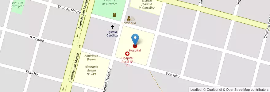 Mapa de ubicacion de Hospital en Argentinië, Santa Fe, Departamento San Javier, Comuna De Alejandra.
