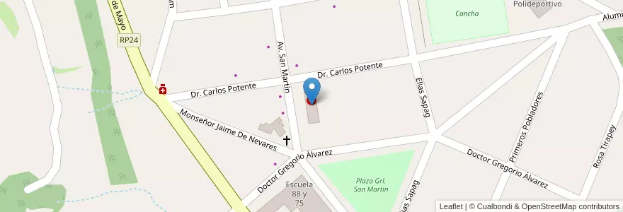 Mapa de ubicacion de Hospital en アルゼンチン, チリ, ネウケン州, Departamento Catán Lil, Límite Municipio De Las Coloradas, Las Coloradas.
