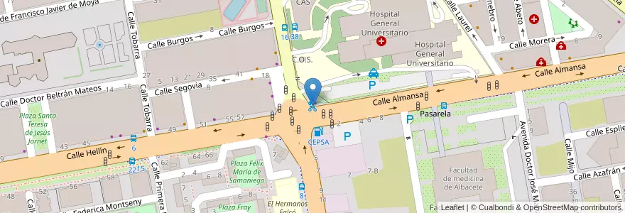 Mapa de ubicacion de Hospital en スペイン, カスティーリャ＝ラ・マンチャ州, Albacete, Albacete.