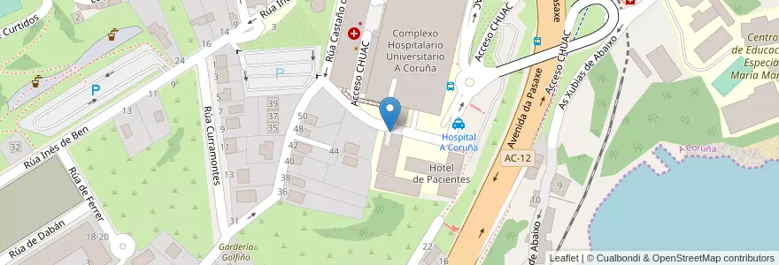 Mapa de ubicacion de Hospital A Coruña en スペイン, ガリシア州, A Coruña, A Coruña, A Coruña.