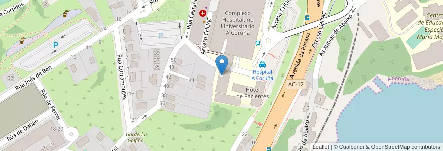 Mapa de ubicacion de Hospital A Coruña en 스페인, Galicia / Galiza, A Coruña, A Coruña, A Coruña.