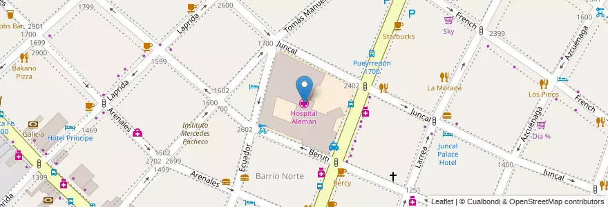 Mapa de ubicacion de Hospital Alemán, Recoleta en アルゼンチン, Ciudad Autónoma De Buenos Aires, Comuna 2, ブエノスアイレス.