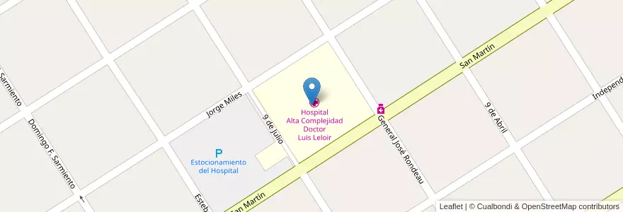 Mapa de ubicacion de Hospital Alta Complejidad Doctor Luis Leloir en آرژانتین, استان بوئنوس آیرس, Partido De Esteban Echeverría, Monte Grande.