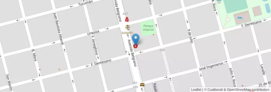 Mapa de ubicacion de Hospital "Amilcar Gorosito" en アルゼンチン, サンタフェ州, Departamento Castellanos, Municipio De Sunchales.